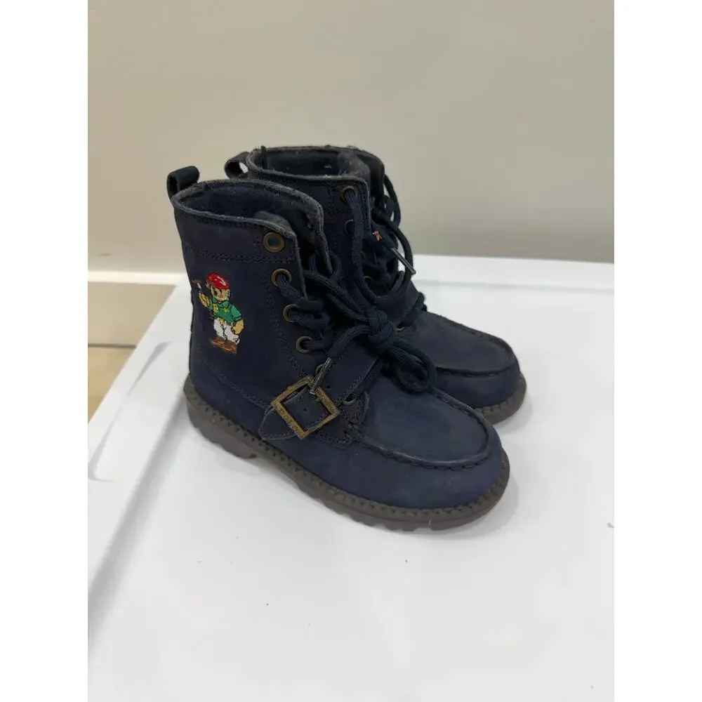 Polo Ralph Lauren Ranger HI II Mallet Bear Boots Blue Leather Size 11